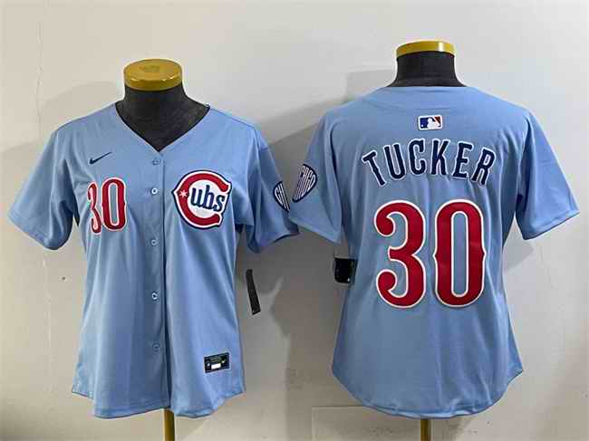 Women's Chicago Cubs #30 Kyle Tucker Blue 2024/25 2nd Alternatemited Stitched Baseball Jersey(Run Small)