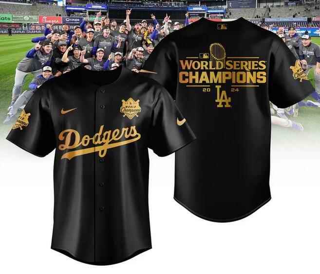 Women's Los Angeles Dodgers Black/Gold 2024 World Series Champions Stitched Baseball Jersey(Run Small)
