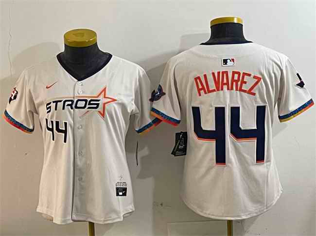 Women's Houston Astros #44 Yordan Alvarez Cream 2025 City Connect With Texas Patch Limited Stitched Baseball Jersey(Run Small)