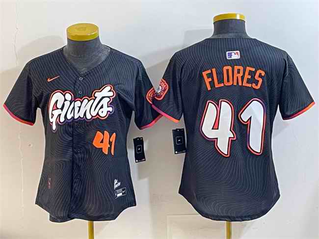 Women's San Francisco Giants #41 Wilmer Flores Anthracite 2025 City Connect Limited Stitched Baseball Jersey(Run Small)