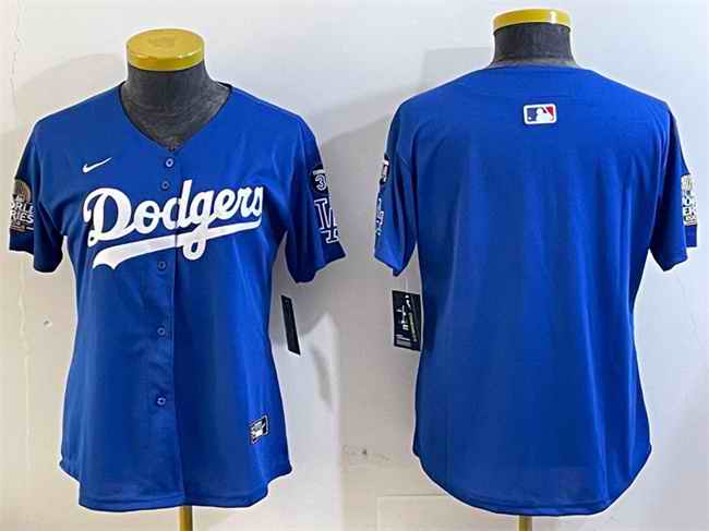 Women's Los Angeles Dodgers Blank Royal 2024 World Series With Fernando Memorial Patch Alternate Limited Stitched Baseball Jersey(Run Small)