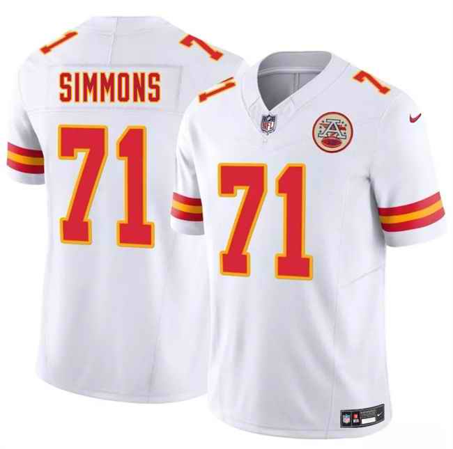 Youth Kansas City Chiefs #71 Josh Simmons White 2025 Draft F.U.S.E.Vapor Untouchable Limited Stitched Football Jersey