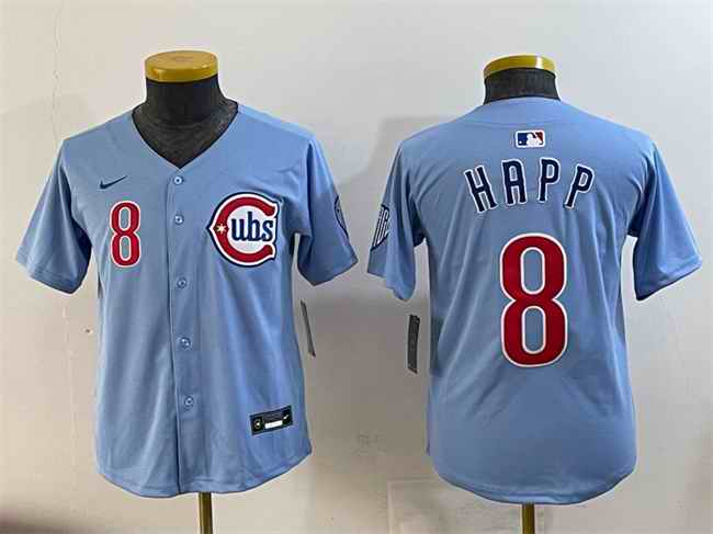 Youth Chicago Cubs #8 Ian Happ Blue 2024/25 2nd Alternate Limited Stitched Baseball Jersey
