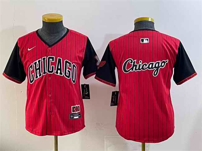 Youth Chicago White Sox Team Big Logo Red/Black 2025 City Connect Limited Stitched Baseball Jersey 002