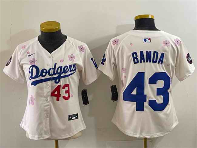 Youth Los Angeles Dodgers #43 Anthony Banda Cream 2025 Tokyo Series Limited Stitched Baseball Jersey