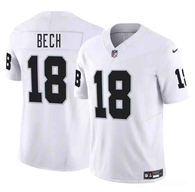 Youth Las Vegas Raiders #18 Jack Bech White 2025 Draft F.U.S.E. Vapor Untouchable Limited Stitched Football Jersey
