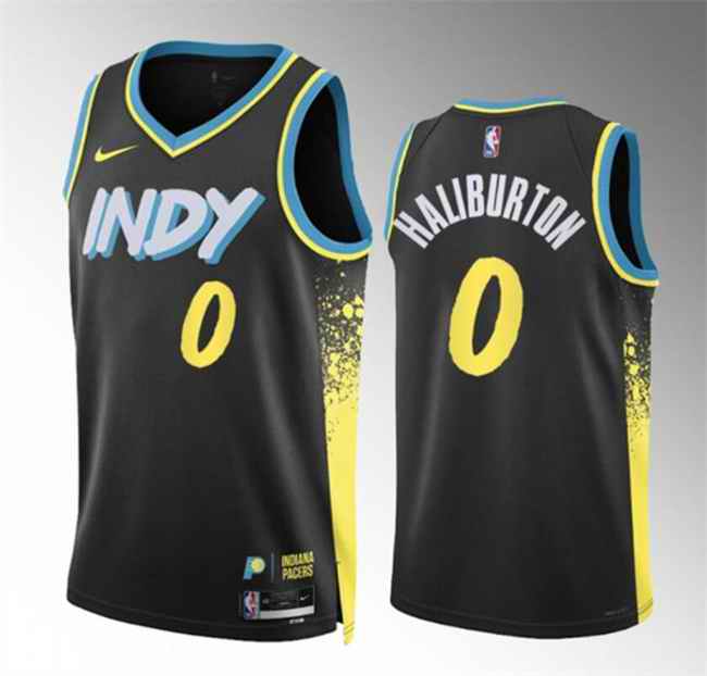 Youth Indiana Pacers #0 Tyrese Haliburton Black 2023/24 City Edition Stitched Basketball Jersey