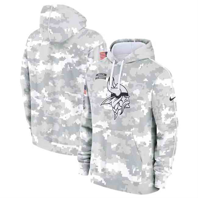 Youth Minnesota Vikings 2024 White/Gray Salute To Service Pullover Hoodie