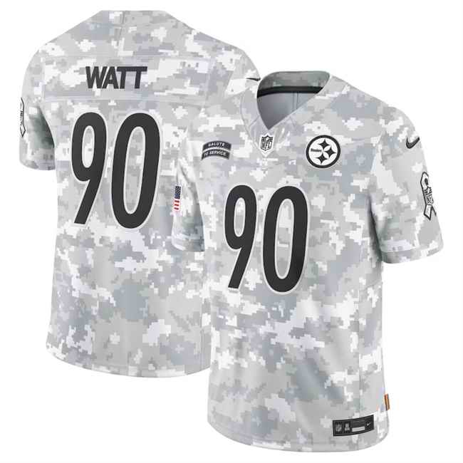 Youth Pittsburgh Steelers #90 T. J. Watt 2024 F.U.S.E Arctic Camo Salute to Service Limited Stitched Football Jersey