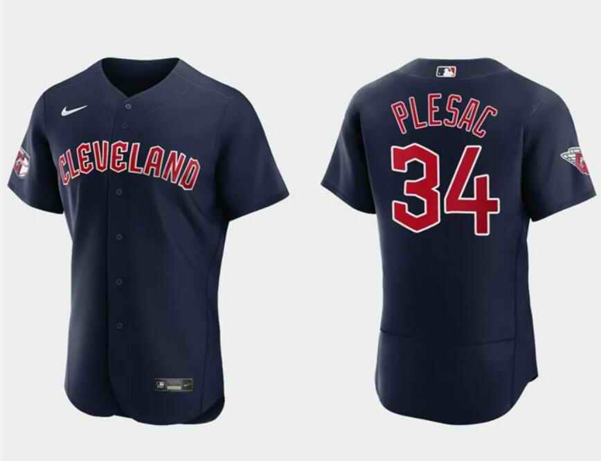 Youth Cleveland Guardians #34 Zach Plesac Navy Stitched Baseball Jersey