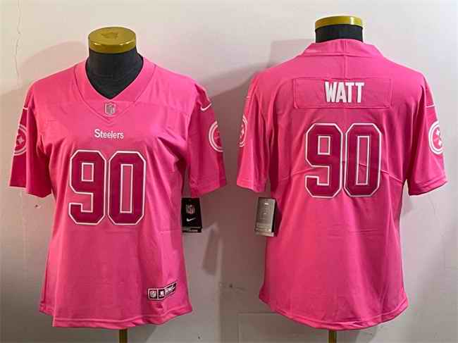 Youth Pittsburgh Steelers #90 T. J. Watt Pink Vapor Untouchable Limited Stitched Jersey