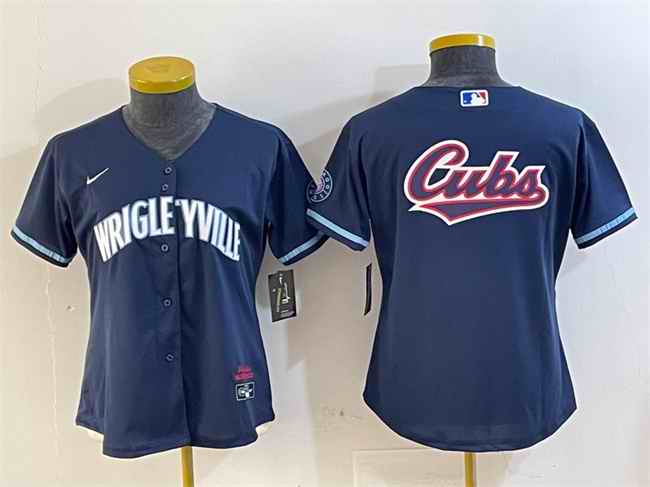 Youth Chicago Cubs Team Big Logo Navy City Connect Stitched Jersey