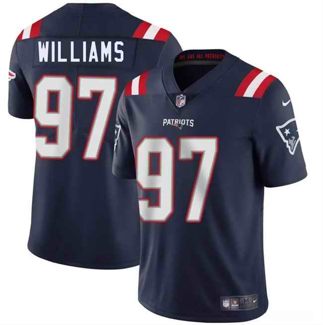 Youth New England Patriots #97 Milton Williams Navy 2025 Vapor Limited Stitched Football Jersey