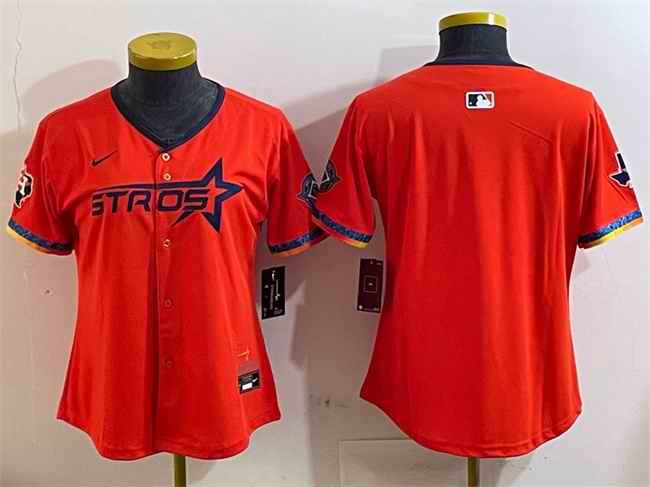 Youth Houston Astros Blank Orange 2025 City Connect With Texas Patch Limited Stitched Baseball Jersey