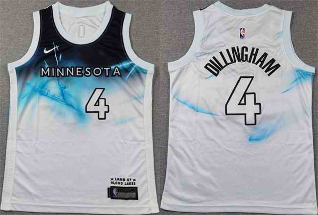 Youth Minnesota Timberwolves #4 Rob Dillingham White 2024 City Edition Stitched Jersey