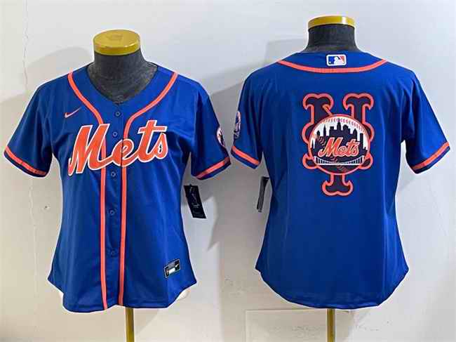 Youth New York Mets Team Big Logo Royal Cool Base Stitched Baseball Jersey