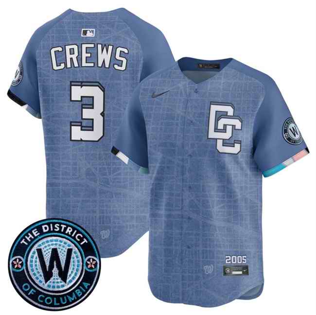 Youth Washington Nationals #3 Dylan Crews Blue 2025 City Connect Limited Stitched Baseball Jersey