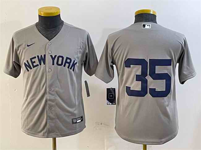 Youth New York Yankees #35 Clay Holmes Grey Cool Base Stitched Baseball Jersey