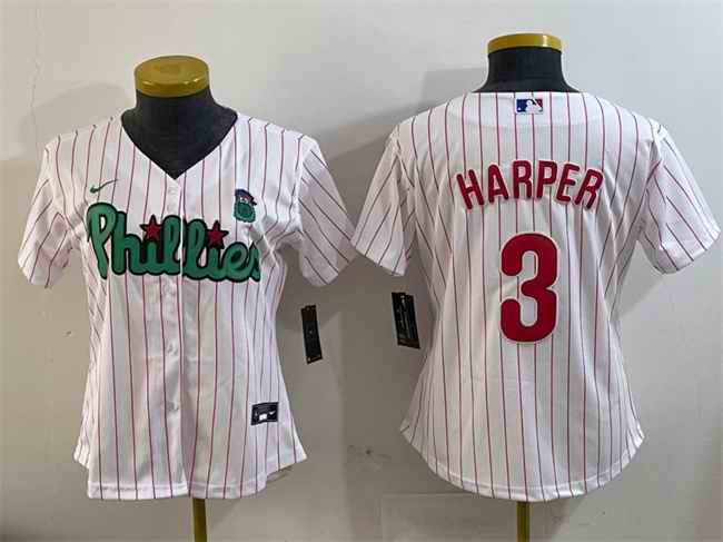 Youth Philadelphia Phillies #3 Bryce Harper Phanatic White Cool Base Stitched Baseball Jersey