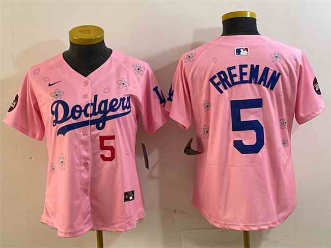 Youth Los Angeles Dodgers #5 Freddie Freeman Pink 2025 Tokyo Series Limited Stitched Baseball Jersey