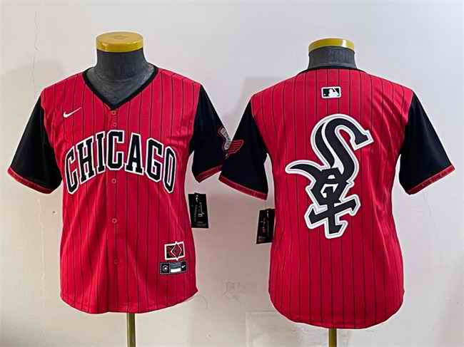 Youth Chicago White Sox Team Big Logo Red/Black 2025 City Connect Limited Stitched Baseball Jersey 001