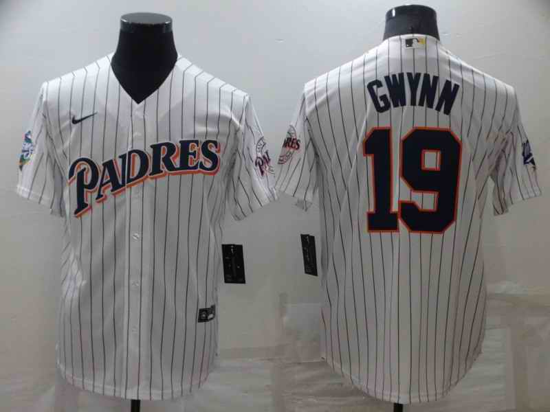 Youth San Diego Padres #19 Tony Gwynn White With Patch Cool Base Stitched Baseball Jersey