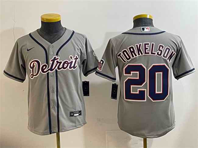 Youth Detroit Tigers #20 Spencer Torkelson Grey Cool Base Stitched Baseball Jersey
