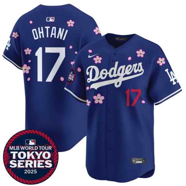 Youth Los Angeles Dodgers #17 Shohei Ohtani Royal 2025 Tokyo Series Limited Stitched Baseball Jersey