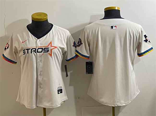 Youth Houston Astros Blank Cream 2025 City Connect With Texas Patch Limited Stitched Baseball Jersey