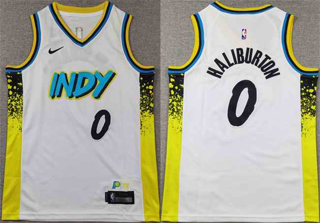 Youth Indiana Pacers #0 Tyrese Haliburton White 2024/25 City Edition Stitched Basketball Jersey