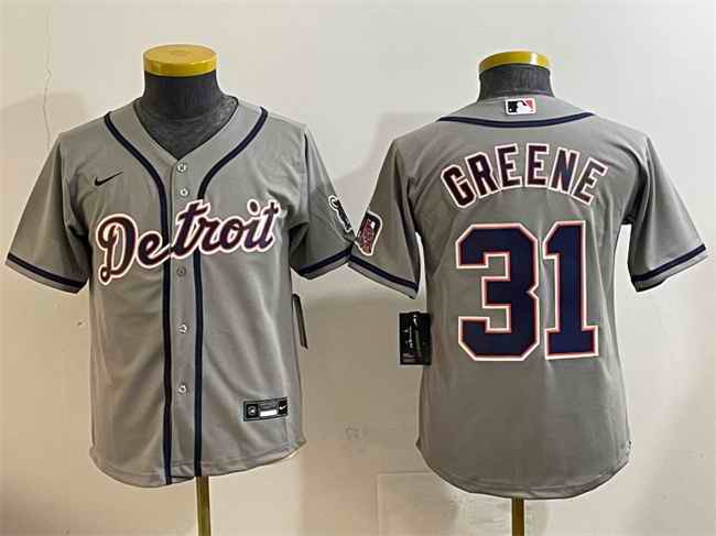 Youth Detroit Tigers #31 Riley Greene Grey Cool Base Stitched Baseball Jersey