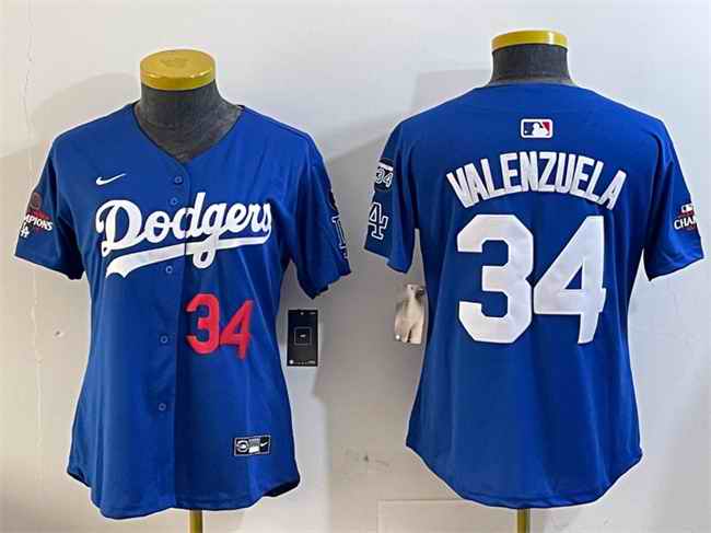 Youth Los Angeles Dodgers #34 Toro Valenzuela Royal 2024 World Series Champions With Fernando Memorial Patch Alternate Limited Stitched Baseball Jersey