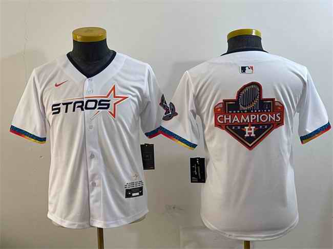 Youth Houston Astros Team Big Logo White 2025 City Connect Limited Stitched Baseball Jersey 001