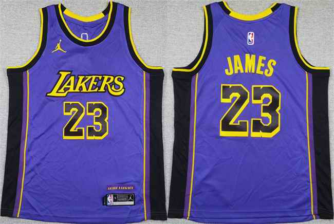 Youth Los Angeles Lakers #23 LeBron James Purple Stitched Basketball Jersey