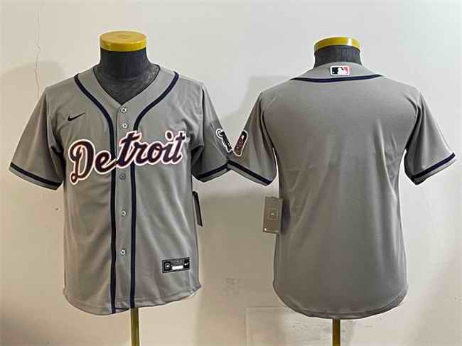 Youth Detroit Tigers Blank Grey Cool Base Stitched Baseball Jersey