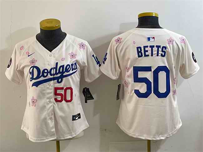 Youth Los Angeles Dodgers #50 Mookie Betts Cream 2025 Tokyo Series Limited Stitched Baseball Jersey