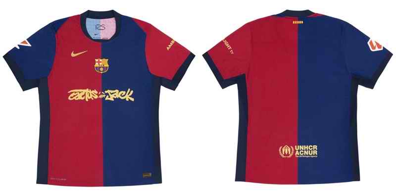 Youth Barcelona Blue/Scarlet 2024/25 Match Home x Cactus Jack Soccer Jersey