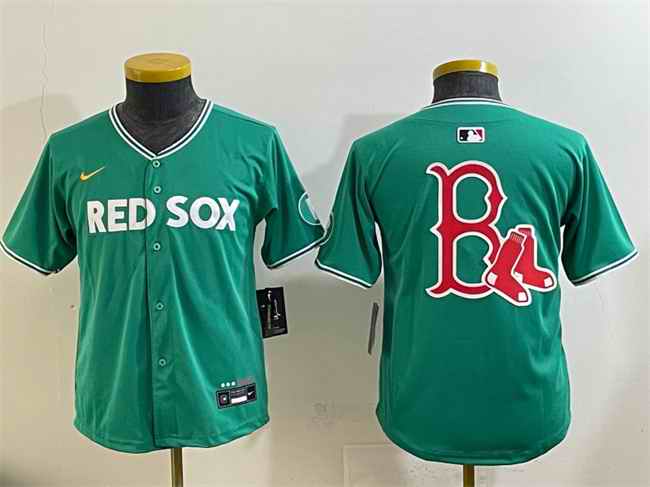 Youth Boston Red Sox Team Big Logo Green 2025 City Connect Limited Stitched Baseball Jersey