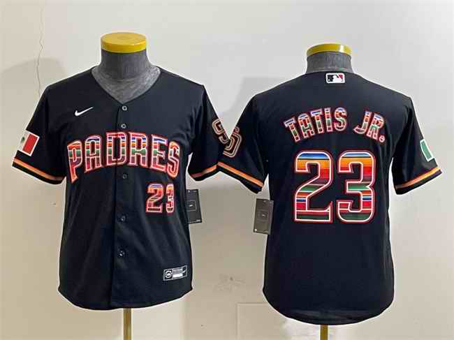 Youth San Diego Padres #23 Fernando Tatis Jr. Black Mexico Cool Base Stitched Baseball Jersey