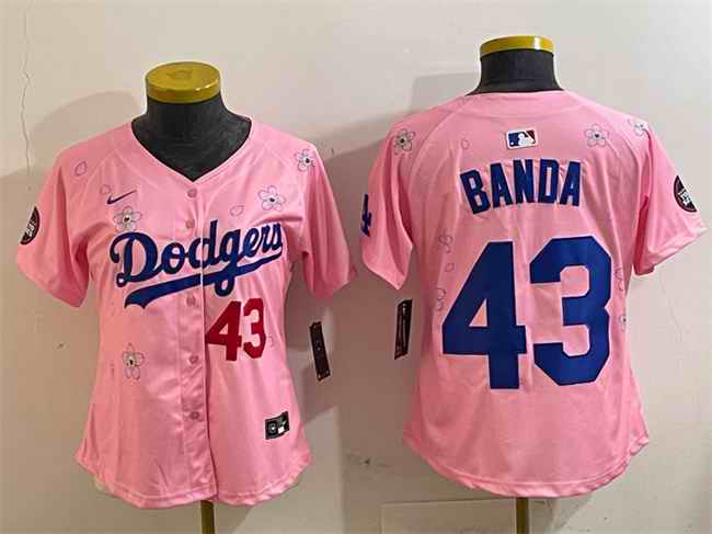 Youth Los Angeles Dodgers #43 Anthony Banda Pink 2025 Tokyo Series Limited Stitched Baseball Jersey