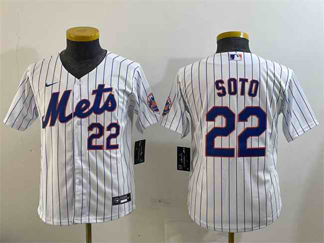 Youth New York Mets #22 Juan Soto White Cool Base Stitched Baseball Jersey