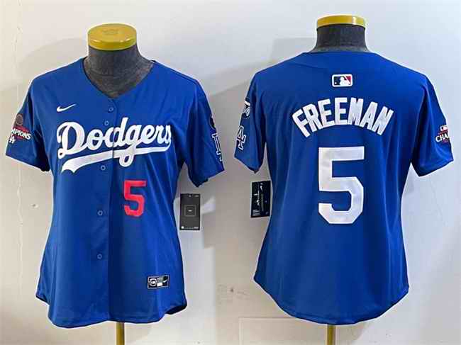 Youth Los Angeles Dodgers #5 Freddie Freeman Royal 2024 World Series Champions With Fernando Memorial Patch Alternate Limited Stitched Baseball Jersey