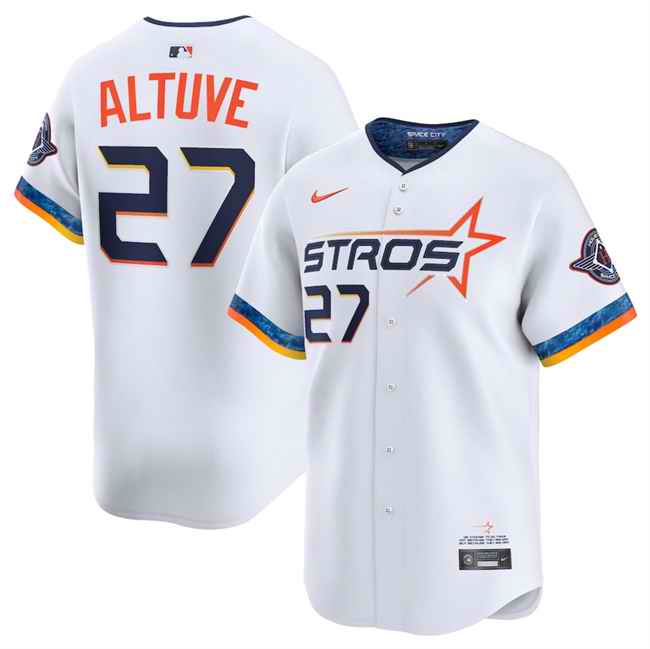 Toddler Houston Astros #27 Jose Altuve White 2025 City Connect Limited Stitched Baseball Jersey