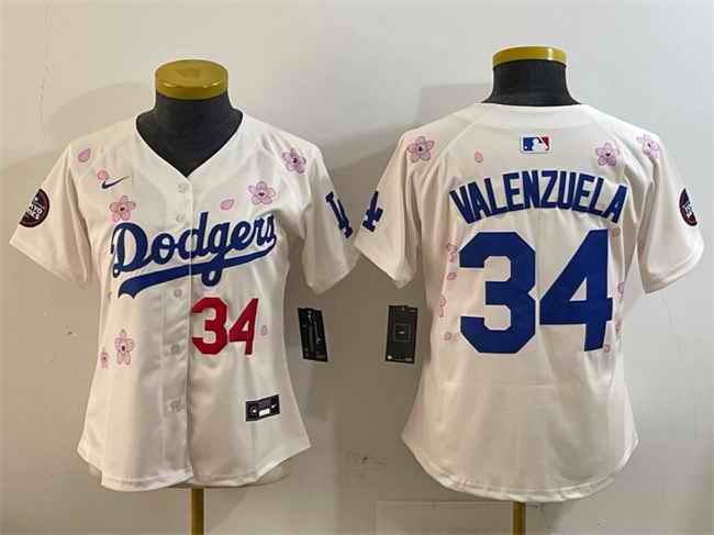 Youth Los Angeles Dodgers #34 Fernando Valenzuela Cream 2025 Tokyo Series Limited Stitched Baseball Jersey