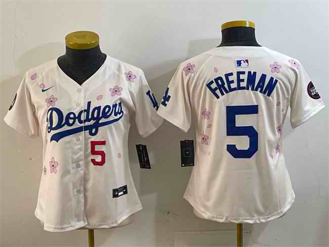 Youth Los Angeles Dodgers #5 Freddie Freeman Cream 2025 Tokyo Series Limited Stitched Baseball Jersey