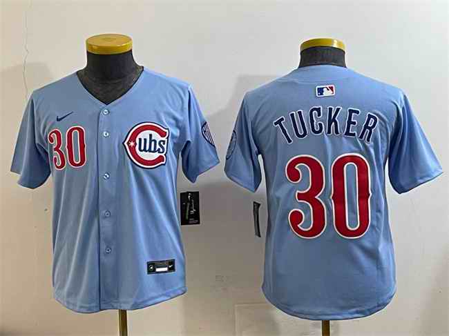 Youth Chicago Cubs #30 Kyle Tucker Blue 2024/25 2nd Alternate Limited Stitched Baseball Jersey