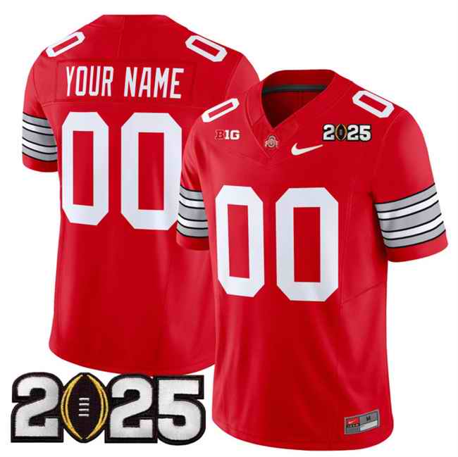 Youth Ohio State Buckeyes Active Player Custom Red 2025 CFP Final Patch F.U.S.E. Vapor Limited Stitched Football Jersey