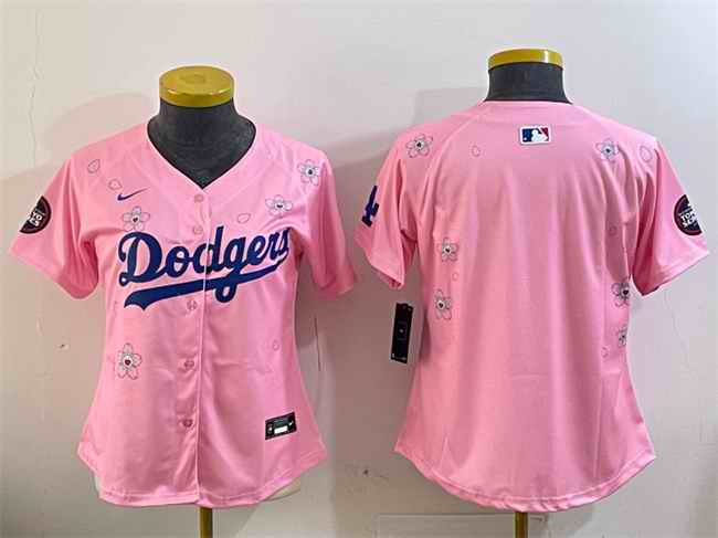 Youth Los Angeles Dodgers Blank Pink 2025 Tokyo Series Limited Stitched Baseball Jersey