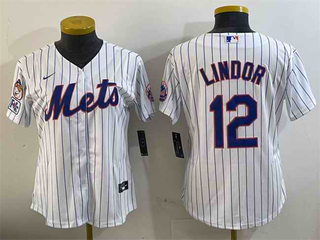 Youth New York Mets #12 Francisco Lindor White 2025 Spring Training Cool Base Stitched Baseball Jersey