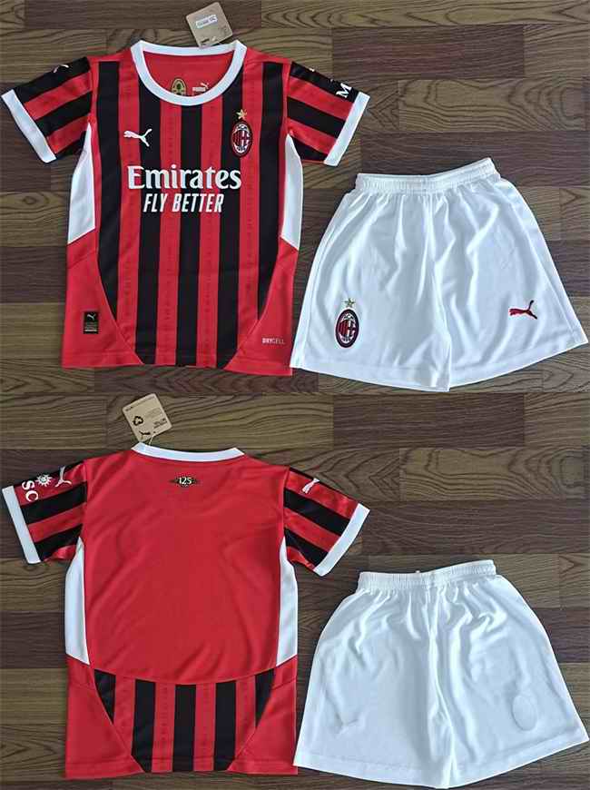Youth AC milan Custom Red/Black Soccer Jersey Suit